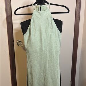 Elegant Mint Green ZARA Sleeveless Halter Sheath Dress